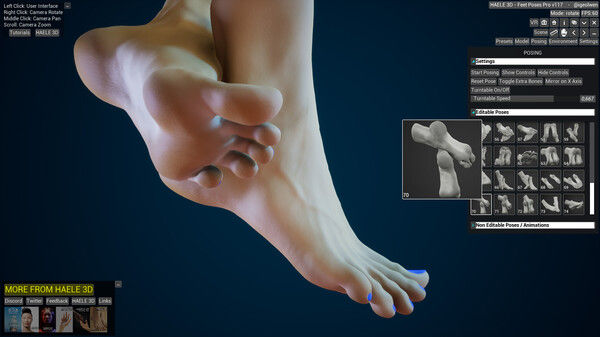 HAELE 3D - 足部姿势 Pro - 绘画参考